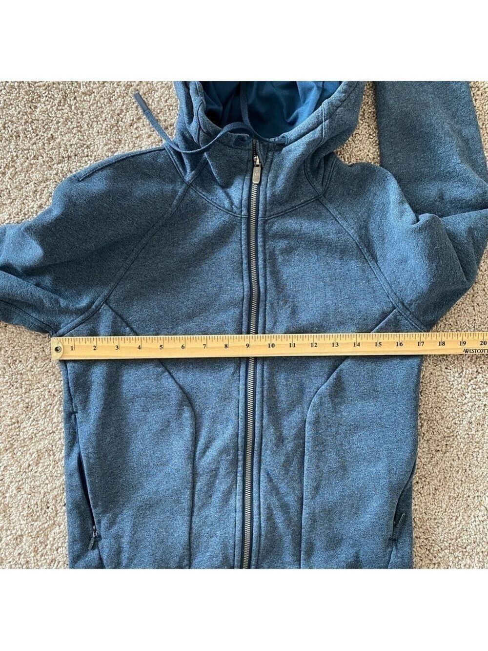 Lululemon Huddle & Hustle Hoodie Heathered Blue Sz 6 Full Zip Sweatshirt - Picture 11 of 12